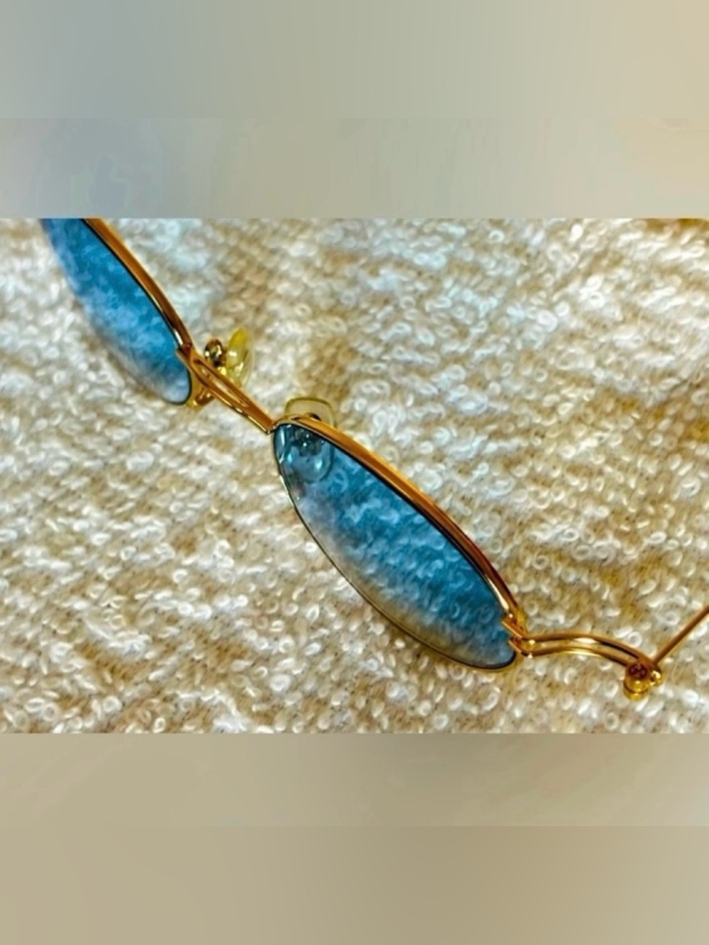 VERY RARE Authentic Gucci Coogi Brand Name Gold Metal Frame Blue Tint Sunglasses - Picture 9 of 15